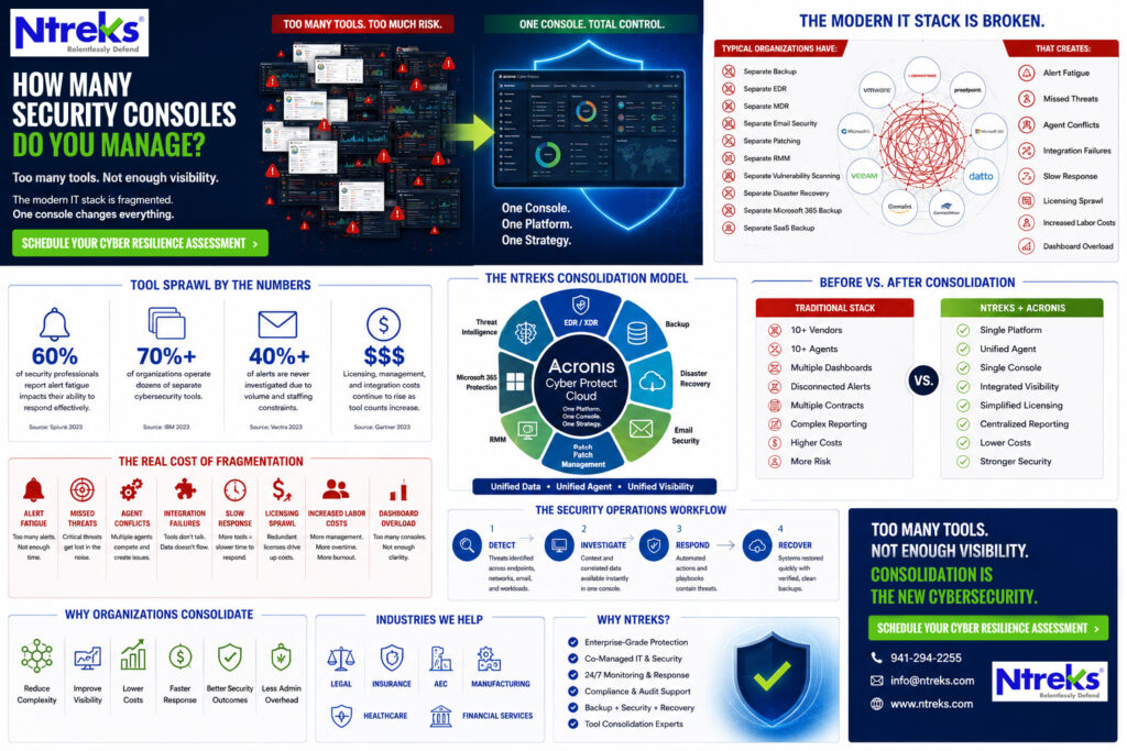 one-console-security-management-v2 Cybersecurity Console Consolidation Benefits Infograpghic